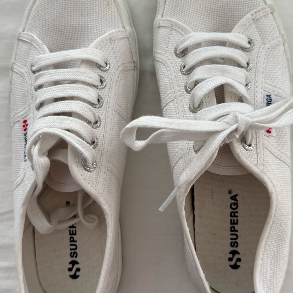 Superga Classic White Lace-Up Sneakers